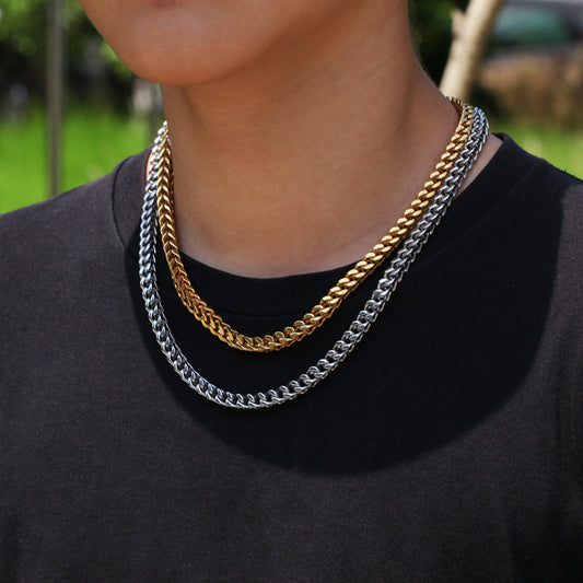 Chunky Cuban Link Chain Necklace for Women & Men - Stainless Steel Gold Plated or Silver Tone Statement Necklace