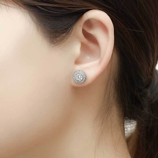 Round Halo CZ Stud Copper Earrings in Selectable Colors and Sizes - EAR001 alternate product image