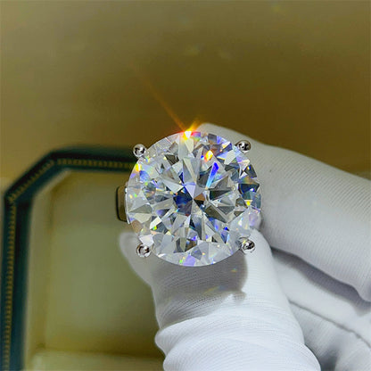 20 Carat D Color Moissanite Ring for Women, Geometric U-Shape Solitaire Engagement Ring