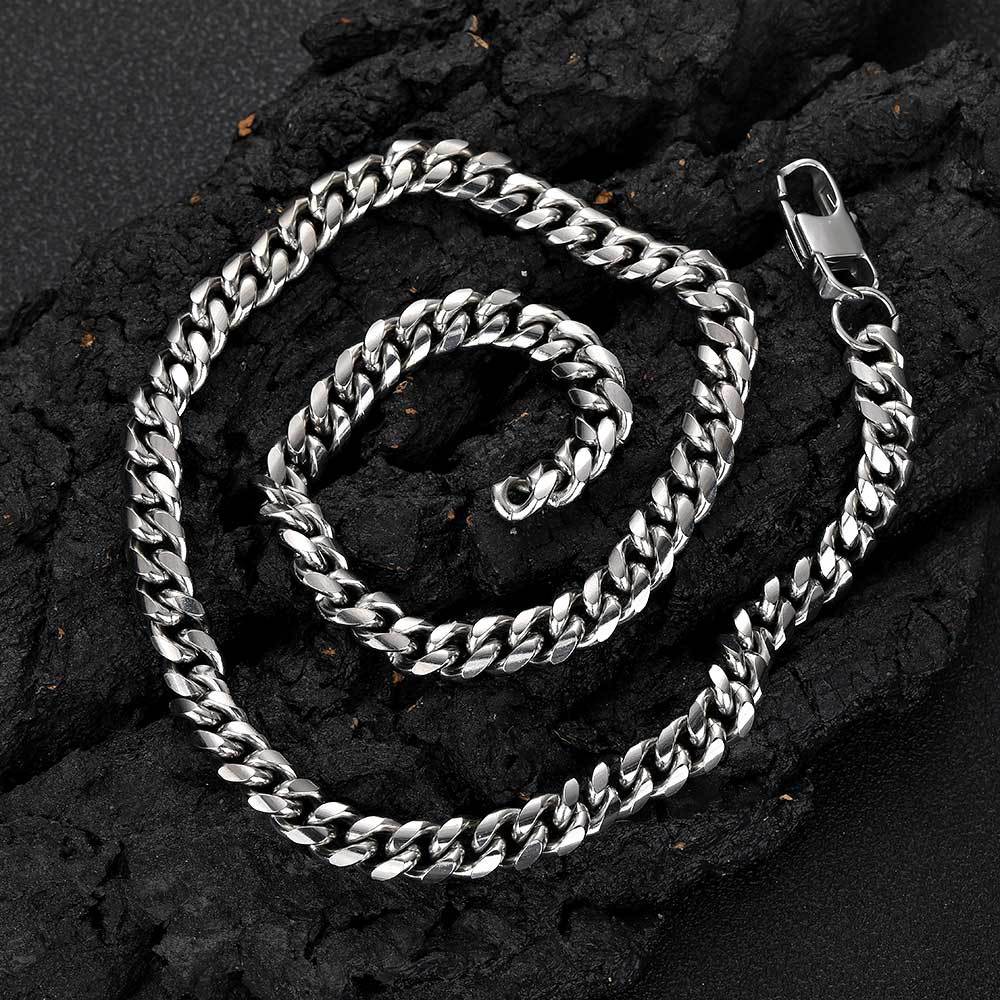 4-9 mm Polished Flat Cuban Hip Hop Necklace with Stainless steel Base - CHA062 product image