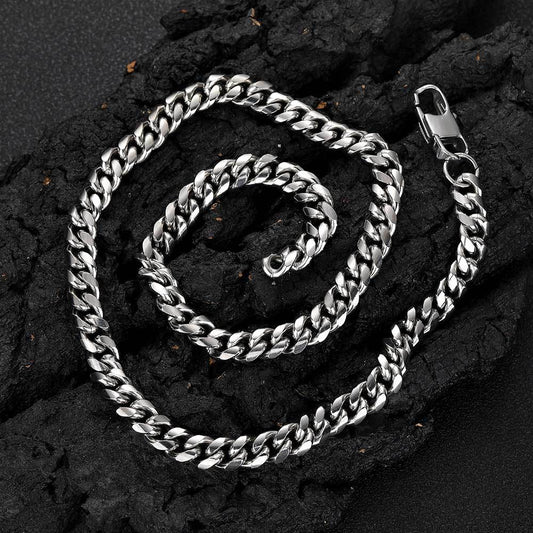 4-9 mm Polished Flat Cuban Hip Hop Necklace with Stainless steel Base - CHA062 alternate product image