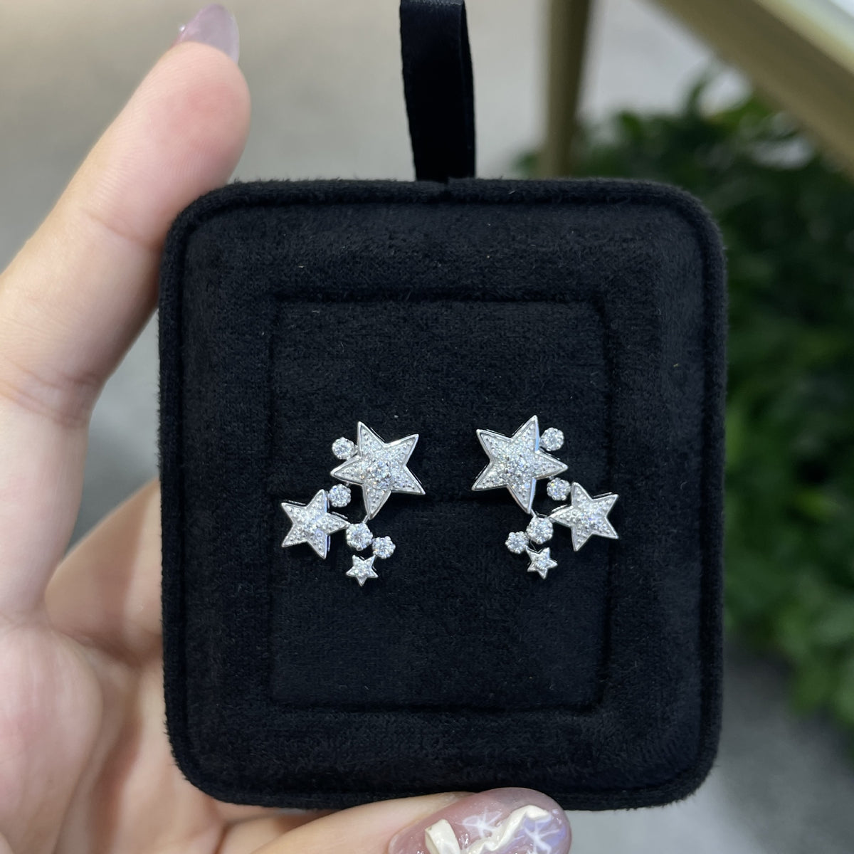 Star Stud Earrings for Women, Five-Point Pavé Sparkle Ear Studs, S925 Needle product image