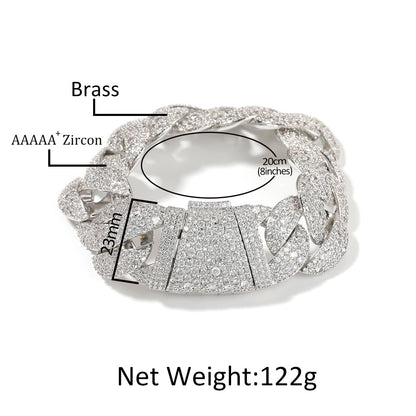 Iced Out Cuban Link Chain Bracelet for Women & Men – Gold Plated or Silver Plated Statement Hip Hop Bracelet