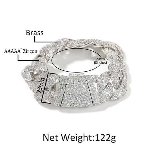 Iced Out Cuban Link Chain Bracelet for Women & Men – Gold Plated or Silver Plated Statement Hip Hop Bracelet