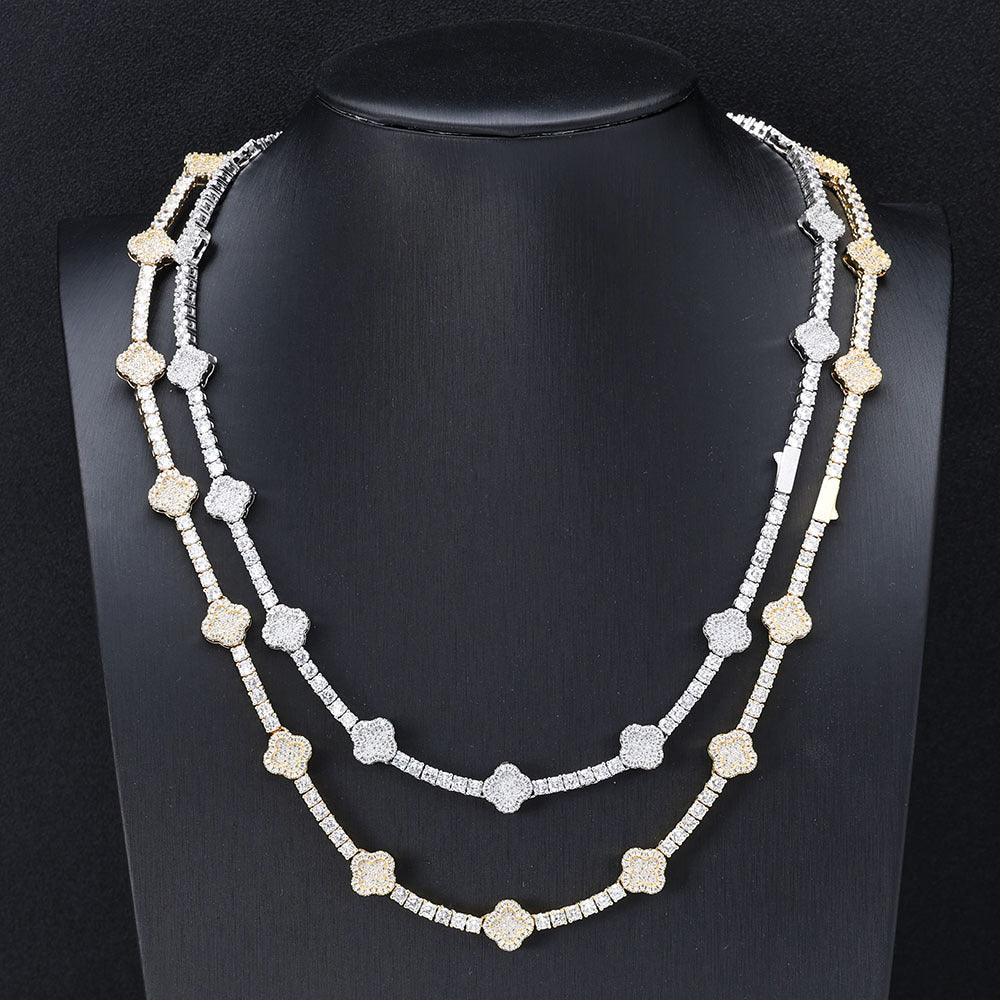 Clover Cluster CZ Tennis Hip Hop Necklace or Bracelet with Copper Base - CHA306 product image