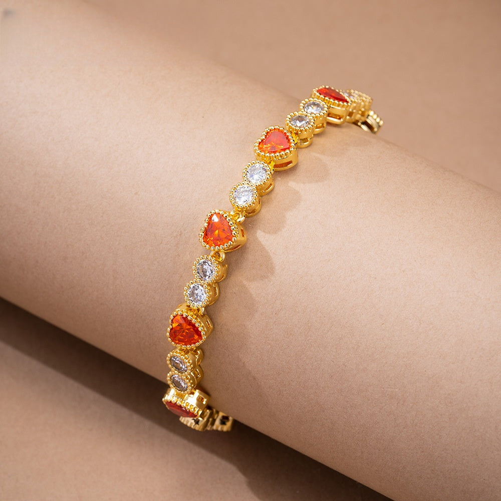 Romantic Heart Tennis Bracelet for Women, Dainty Trendy Everyday Jewelry