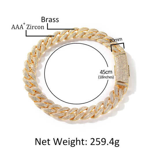 Men’s Iced Out Cuban Link Necklace with Cubic Zirconia Pendant Chain – Gold, Silver & Two Tone Statement Hip Hop Jewelry