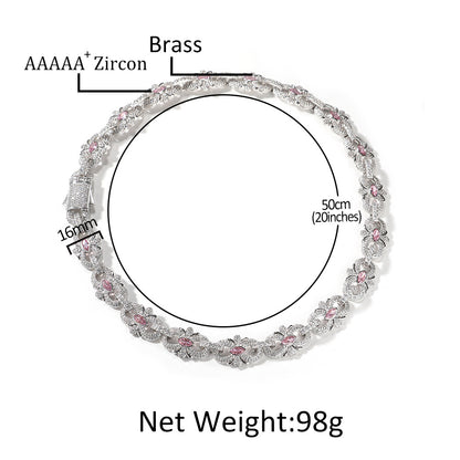 Men’s Iced Out Circular Link Cuban Chain Necklace & Bracelet in Silver-Tone Cubic Zirconia
