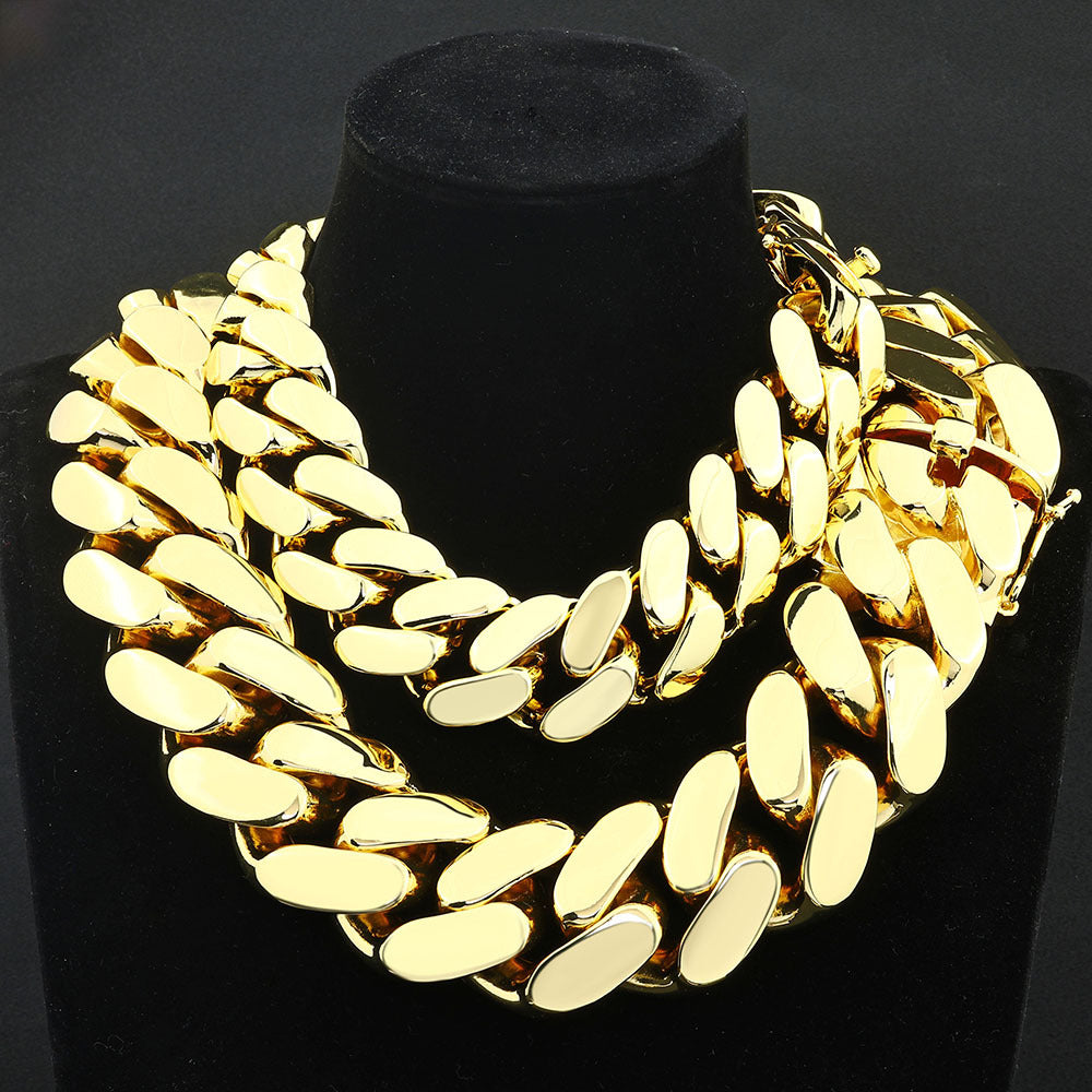 8-22 mm Polished Flat Cuban Hip Hop Necklace with Silver Base - CHA268 product image