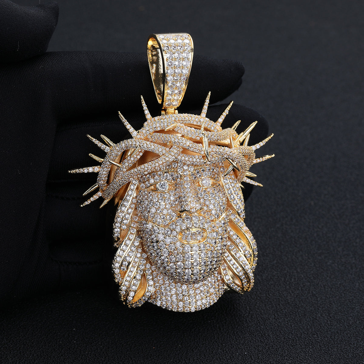 Hip Hop Cartoon Portrait Pendant Necklace, Flooded Cubic Zirconia Rope Chain product image