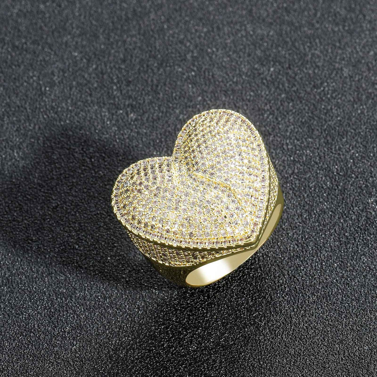 Hip Hop Heart Cubic Zirconia Ring for Men product image