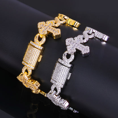 15 mm Cross and Infinity CZ Link Copper Bracelet - CHA380