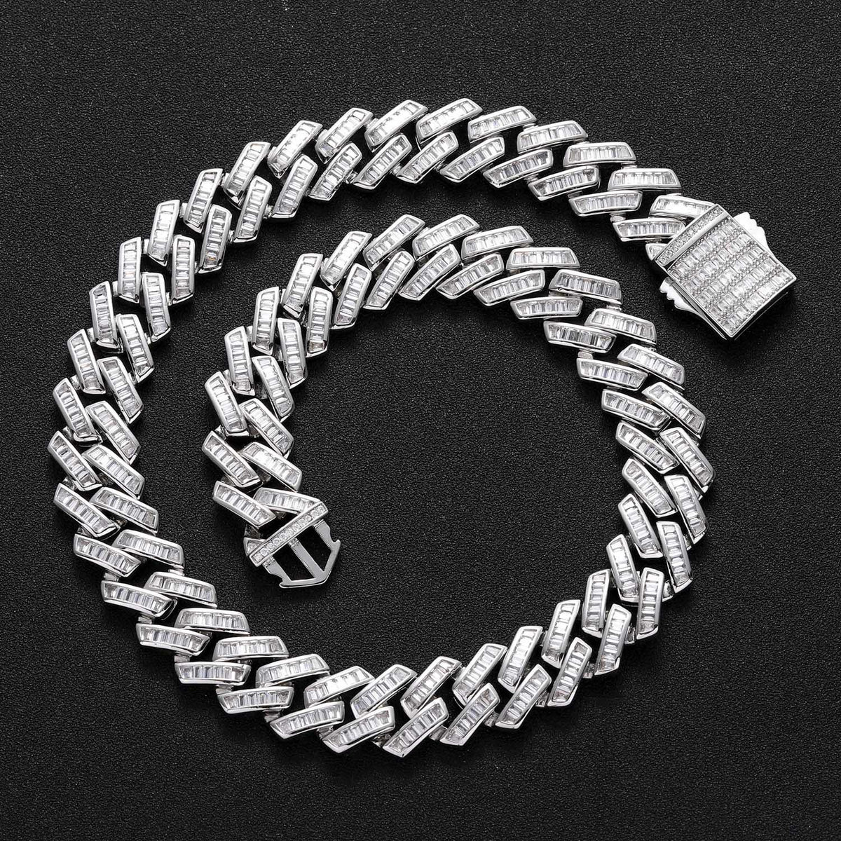 Hip Hop Light Luxury Square Diamond Shape Cuban Link Cubic Zirconia Necklace for Men product image