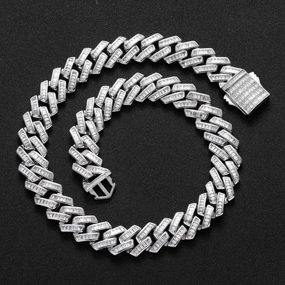 Hip Hop Light Luxury Square Diamond Shape Cuban Link Cubic Zirconia Necklace for Men