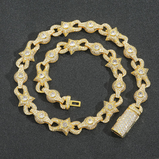 Hip Hop Geometric Diamond Shape Cuban Link Copper Bracelet for Men