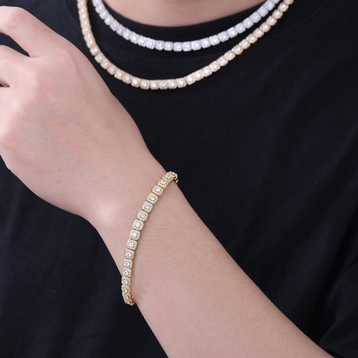 Square Cubic Zirconia Tennis-Style Chain Bracelet & Necklace, 6 mm, Unisex product image