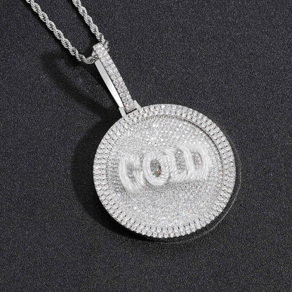 Hip Hop Light Luxury Letter Square Cubic Zirconia Pendant Necklace for Men and Women