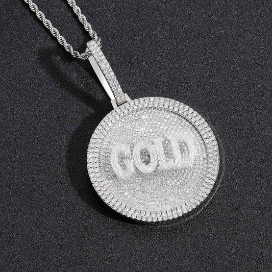 Hip Hop Light Luxury Letter Square Cubic Zirconia Pendant Necklace for Men and Women