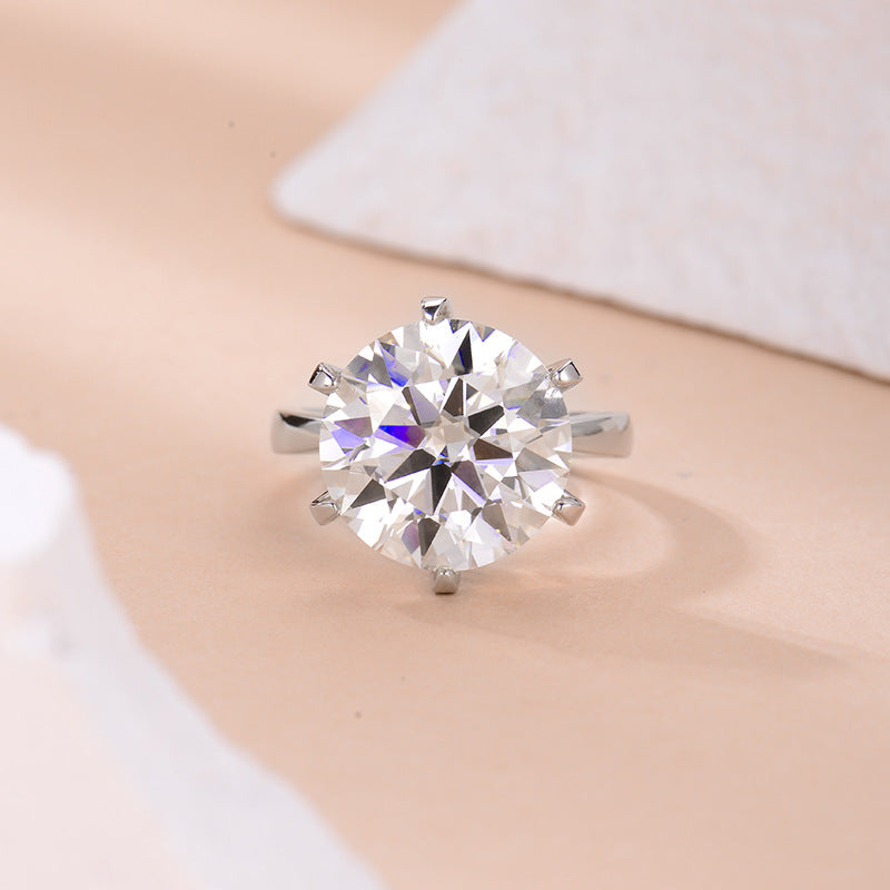 Round Moissanite Solitaire Ring, Six-Prong 13.0mm Ring for Women product image