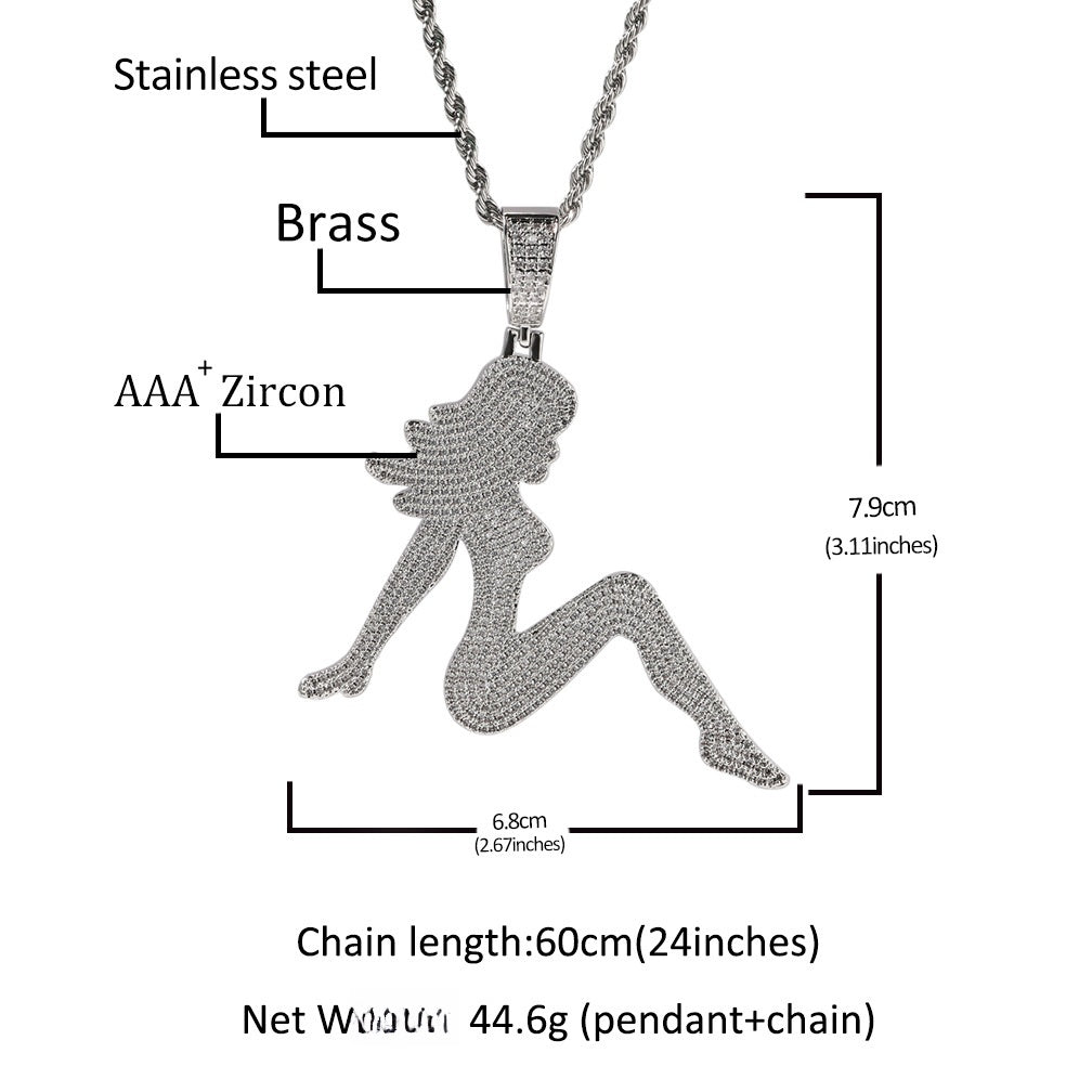 Statement Figure Pendant Necklace for Women - Gold Plated Copper Chain Necklace, Trendy Aesthetic Jewelry 2026