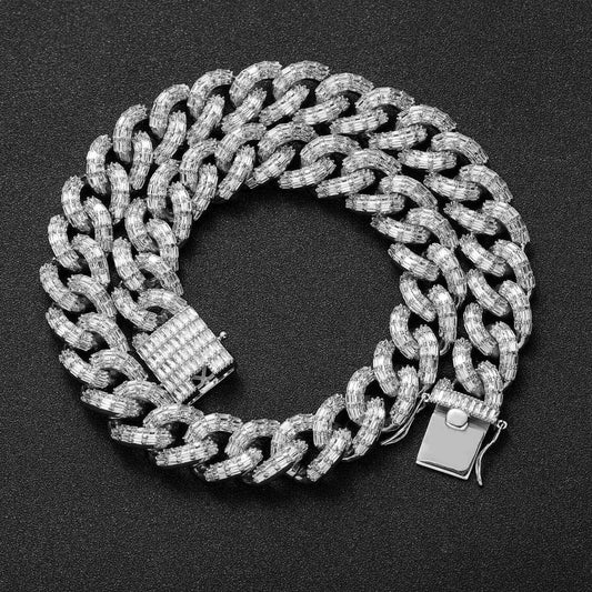 Hip Hop Light Luxury Cuban Link Bubble Cubic Zirconia Necklace for Men