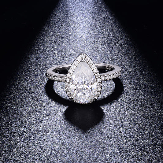 3 Carat Pear Cut Moissanite Halo Ring, 925 Sterling Silver Promise Ring alternate product image