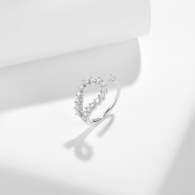 Moissanite Open Ring for Women, Clear Stone Wrap Band, Promise Ring Style product image