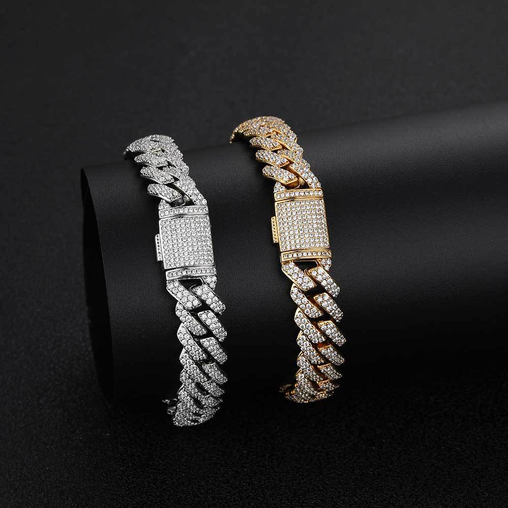 10 mm Double-Row Iced Cuban Hip Hop Necklace or Bracelet with Cubic Zirconia on a Copper Base - CHA041 product image