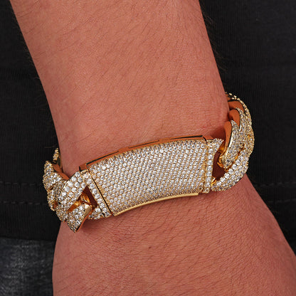 18 mm Wide Iced Cuban Hip Hop Bracelet with Cubic Zirconia on a Copper Base - CHA316