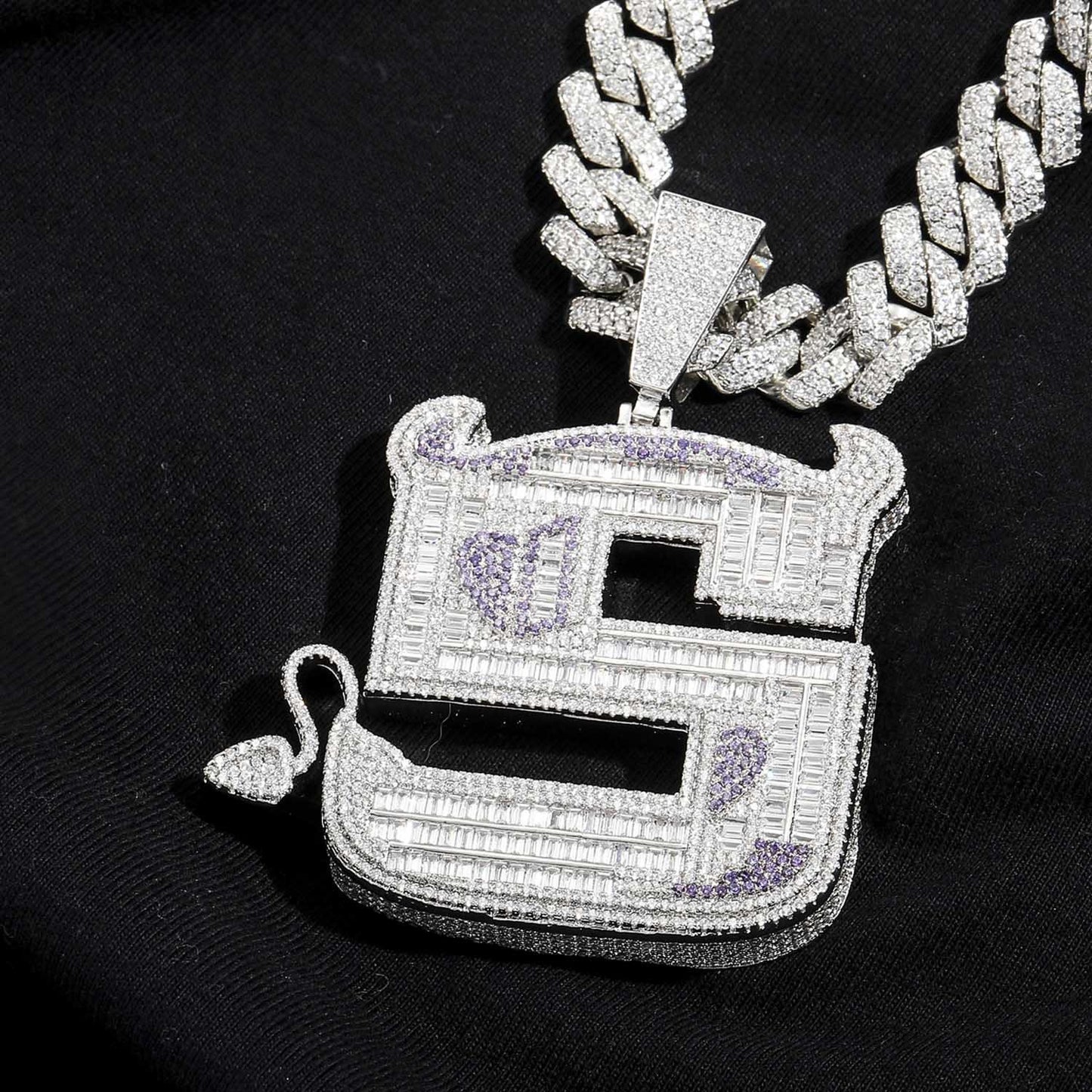 Hip Hop Letter Copper Pendant Necklace for Men and Women