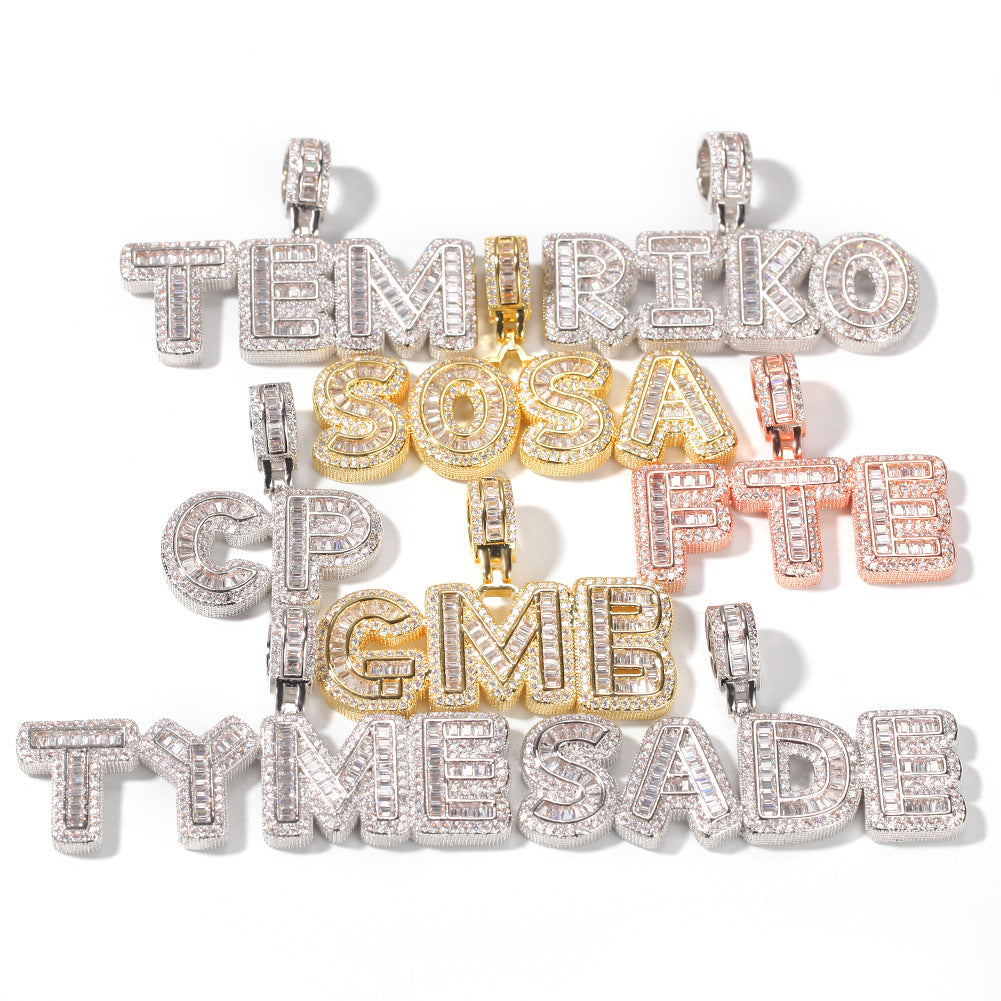 Random Letter Pendant Necklace Charm for Women, Cubic Zirconia Copper Initial Pendant, Trendy Personalized Alphabet Jewelry 2026