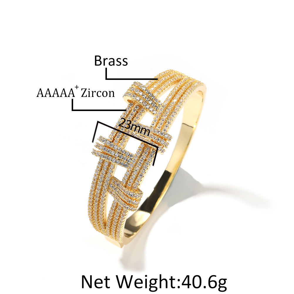 Statement Cubic Zirconia Line Bangle Bracelet for Women in Gold or Silver Tone