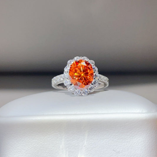 3 Carat Oval Moissanite Halo Ring for Women, S925 Ring, Color Stone Engagement Ring