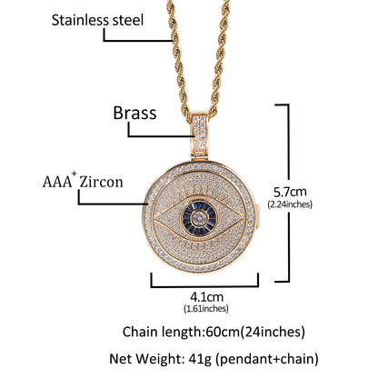 Round Evil Eye Photo Pendant Necklace