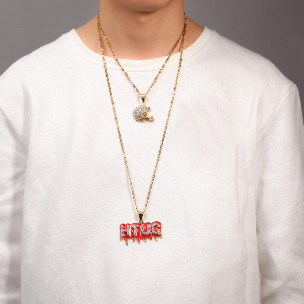 Iced Drip Letter Pendant Necklace in Stainless Steel with Twisted or Cuban Chain product image