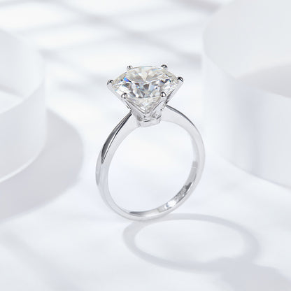 5 Carat Moissanite Solitaire Ring, Six-Prong S925 Engagement Ring