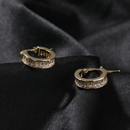 Men’s Gold & Silver Plated Cubic Zirconia Hoop Earrings – Round Line Statement Huggie Earrings