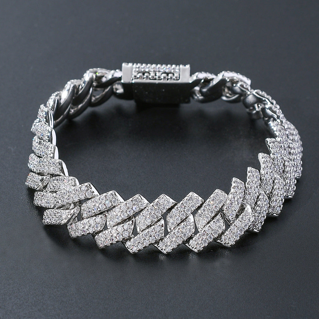 Hip Hop Cuban Link Cubic Zirconia Bracelet for Men