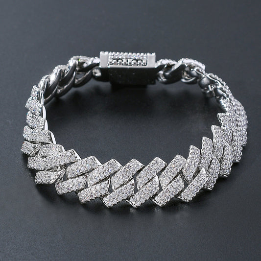 Hip Hop Cuban Link Cubic Zirconia Bracelet for Men