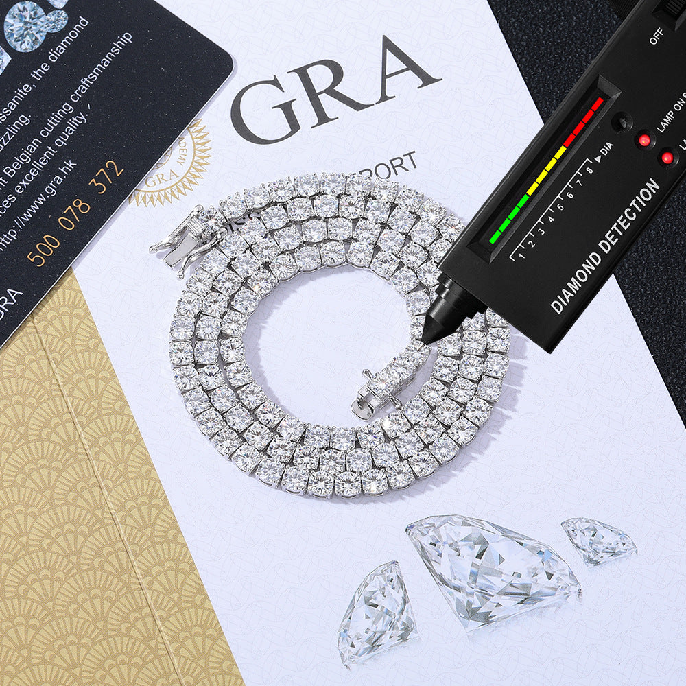 Moissanite Tennis Bracelet, 925 Silver Iced Out Chain for Men Women