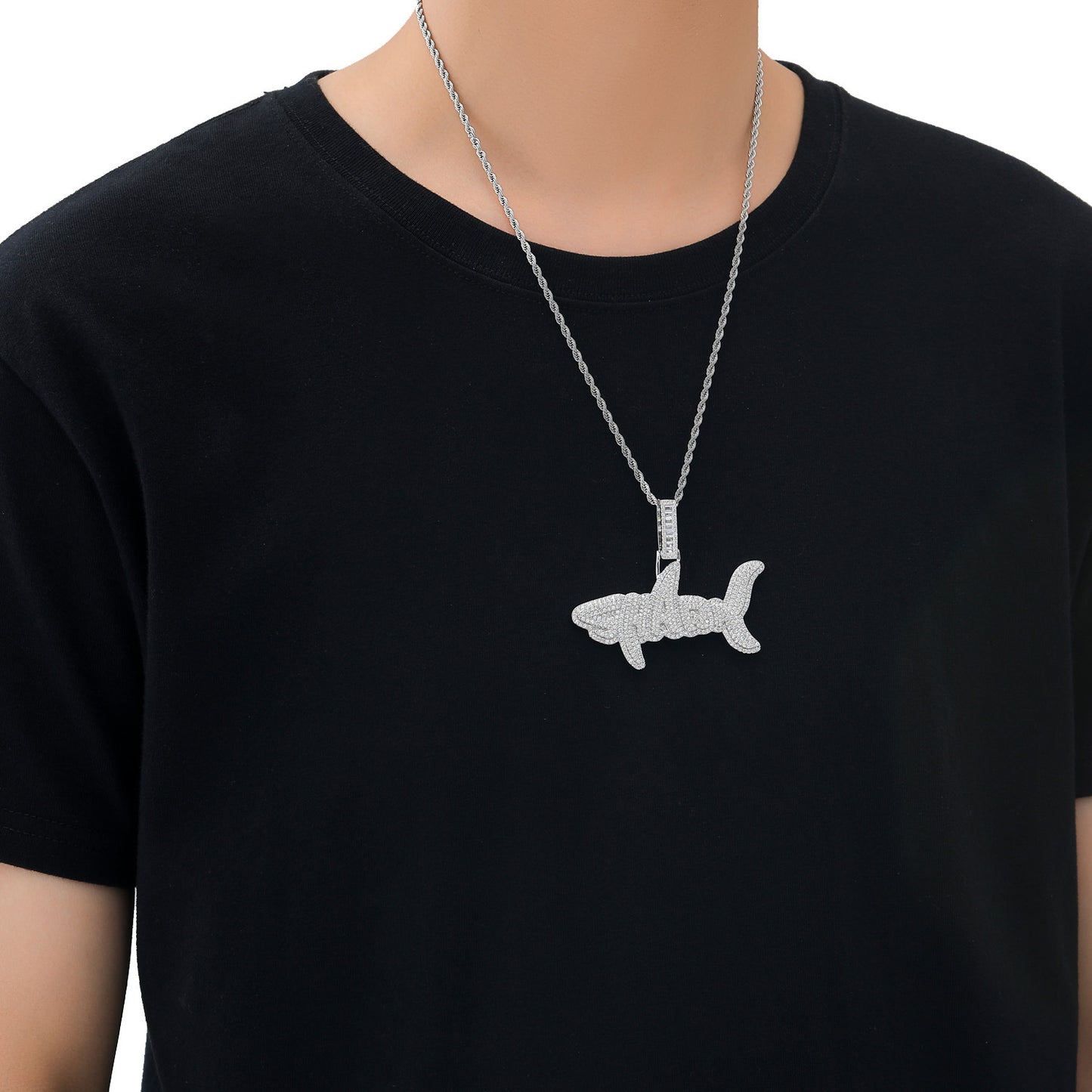Hip Hop Letter Copper Pendant Necklace for Men and Women