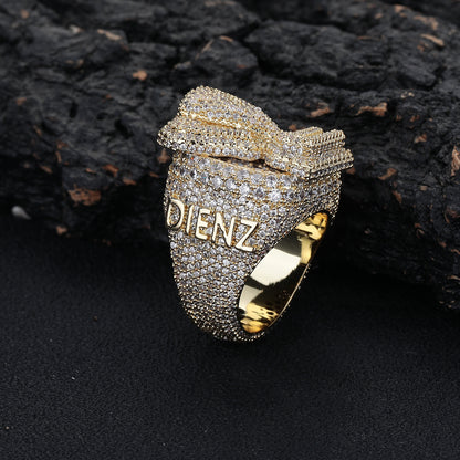 Iced Out Trophy Shape Ring, Hip Hop Cubic Zirconia Statement Ring, Unisex Streetwear Jewelry, Sizes 7-10