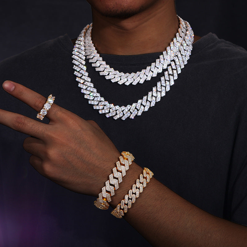 Iced Out Cuban Link Bracelet, Zircon Pavé Hip Hop Chain Bracelet, Unisex product image