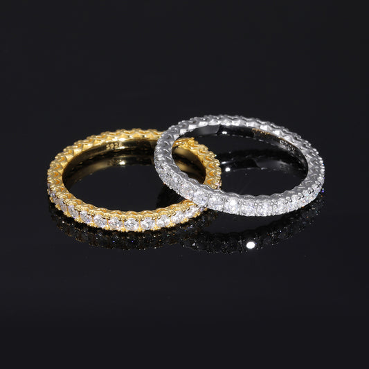 S925 Moissanite Eternity Ring for Women and Men, Round Cut Stackable Band in Yellow Tone alternate product image