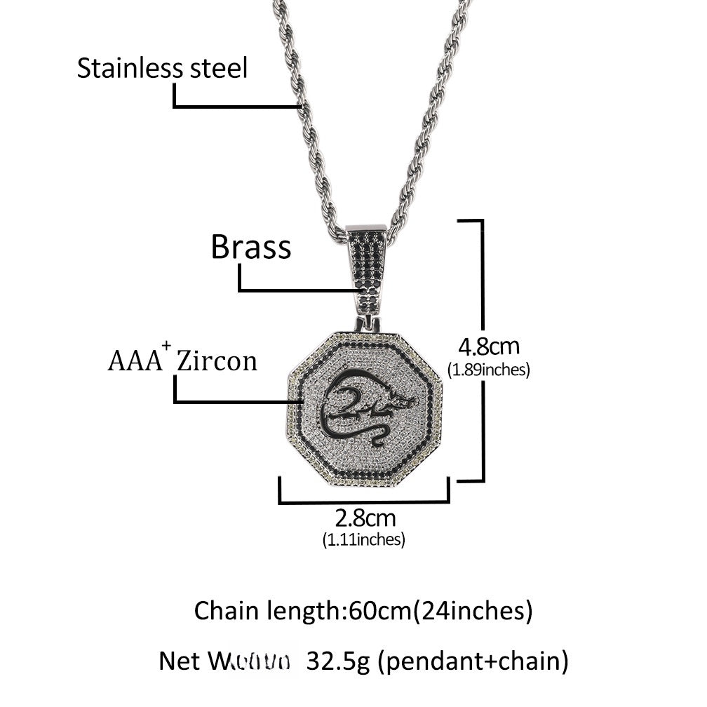 Zodiac Animal Pendant Necklace with Cubic Zirconia Twisted Chain for Women