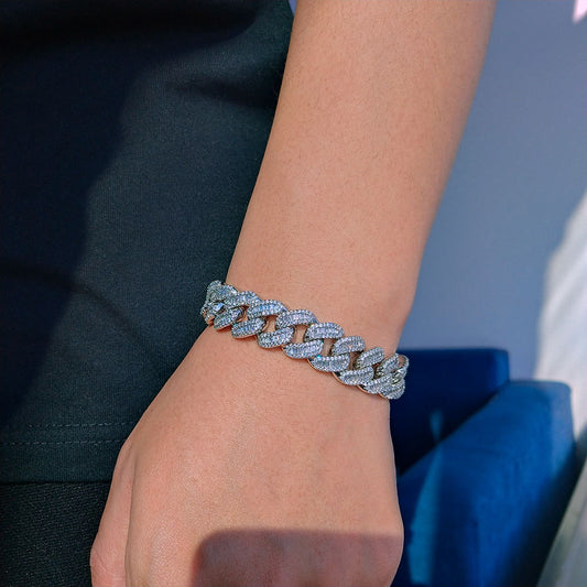 15 mm Double-Row Iced Cuban Copper Bracelet with Cubic Zirconia - CHA118 alternate product image