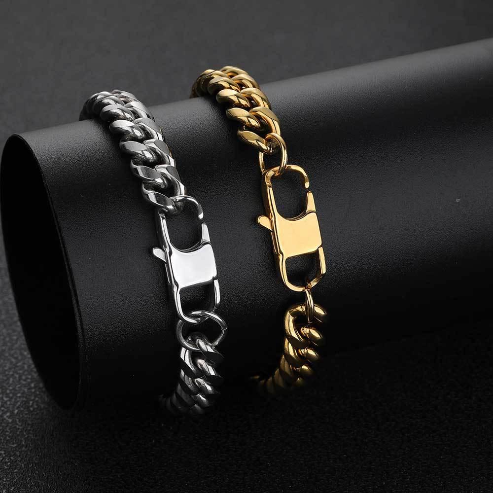 4-9 mm Polished Rounded Cuban Hip Hop Bracelet with Stainless steel Base - CHA062 product image