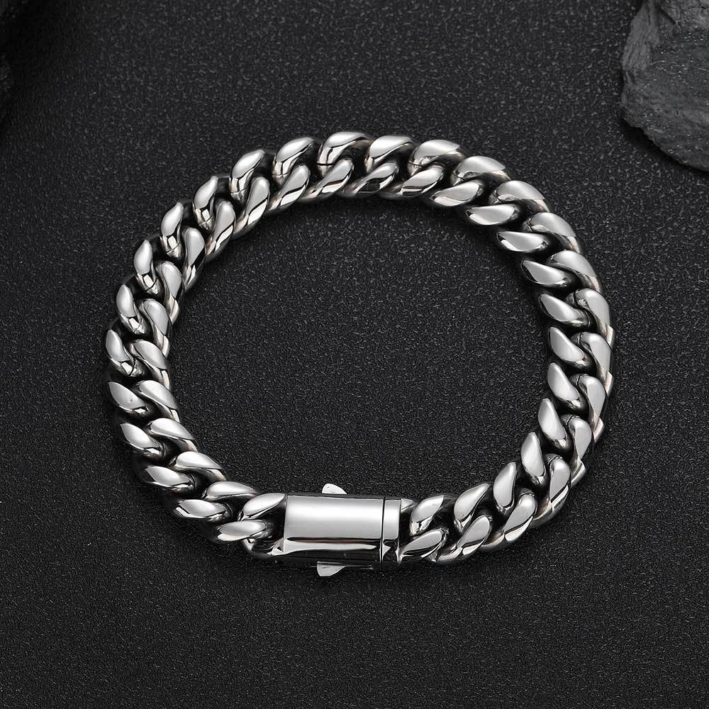 6-14 mm Polished Rounded Cuban Hip Hop Bracelet with Stainless steel Base - CHA064 product image