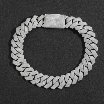 Hip Hop Diamond Shape Cuban Link Cubic Zirconia Necklace for Men