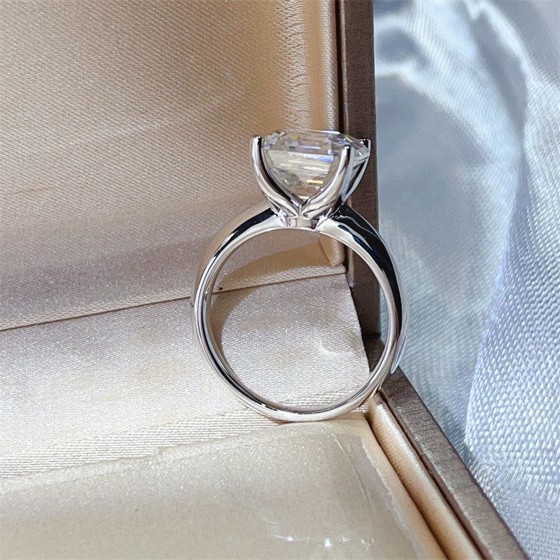 925 Silver Moissanite Ring, Geometric Square Cut Engagement Style Ring for Women, Asscher and Princess Cut Options product image